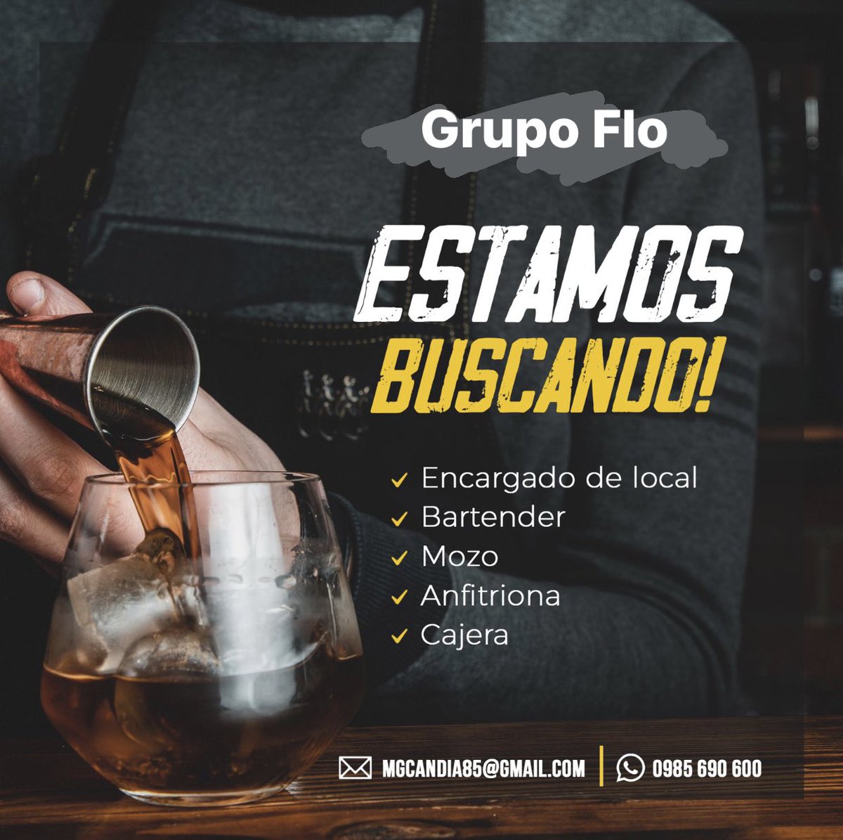 Buenas ! 

Estamos buscando gente responsable con muchas ganas de trabajar.. Cualquier cosita nos avisan ❤️
