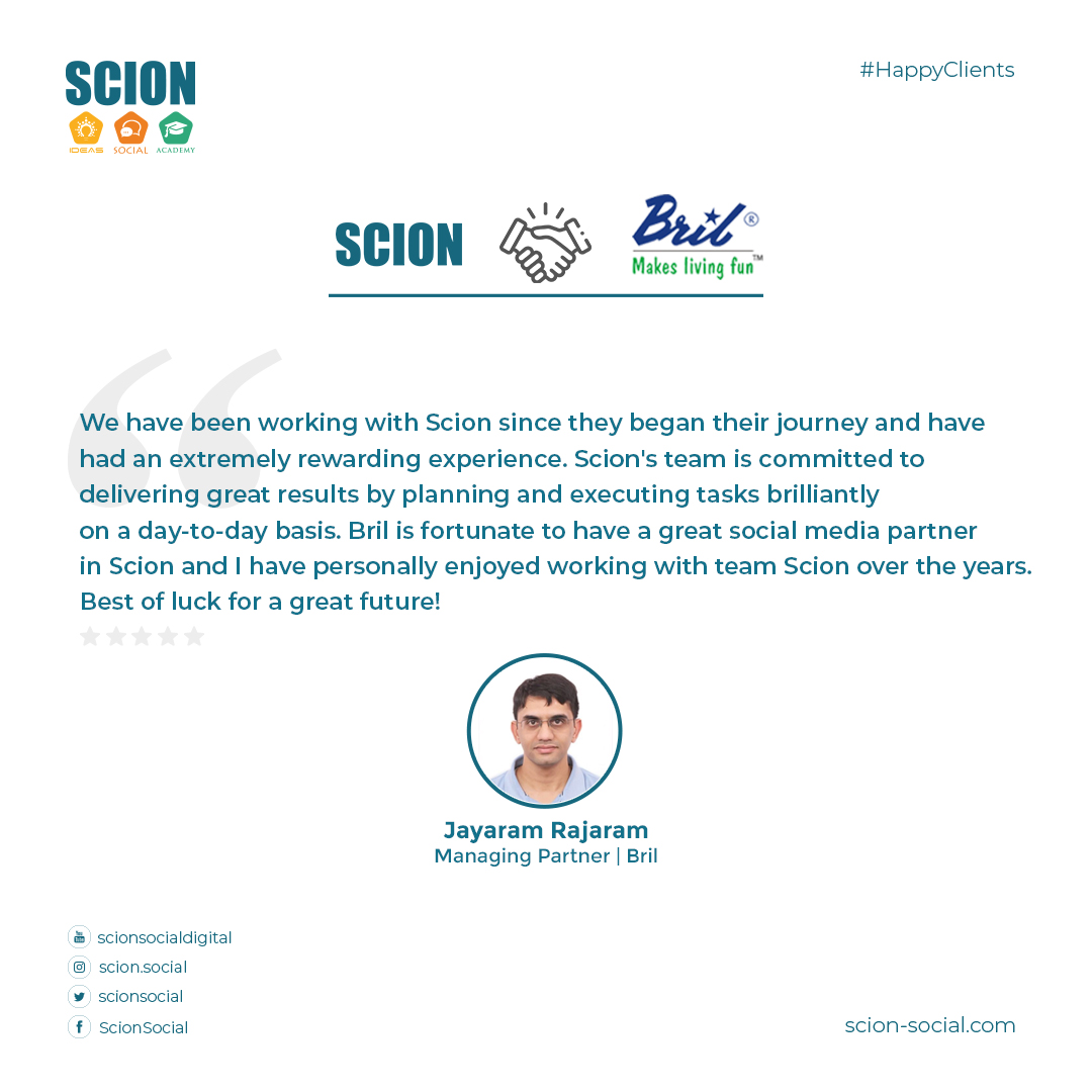 scionsocial's tweet image. What better way to start the week with an inspiring client testimonial from one of our oldest clients. 
Thank you Jayaram for your kind words. Looking forward to many more decades of successful service.

#clienttestimonial #scionsocial #happyclients #projectshowcase