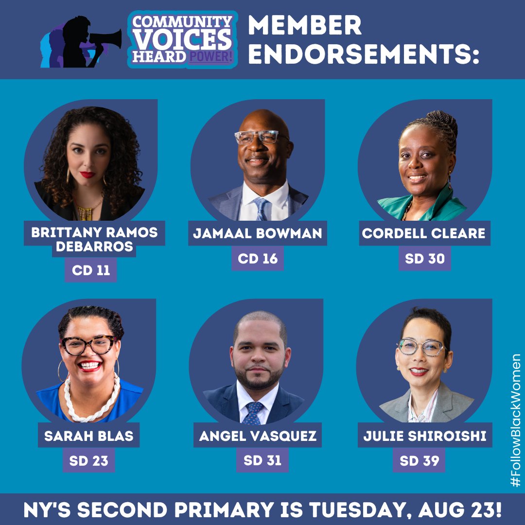 ICYMI: Here are our member endorsements ✊🏿

Today, August 23, is your last chance to vote! Polls are open until 9pm.

Learn more: cvhpower.org/voter-101 #FollowBlackWomen #Vote