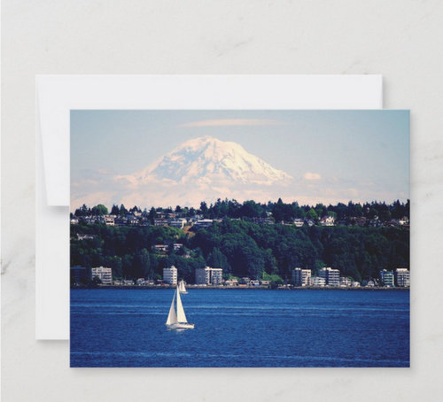Mount Rainier viewed from Puget Sound #Postcard #MountRainier is a massive #stratovolcano located 54 miles southeast of #Seattle in the state of #Washington, United States. Summit elevation is 14,411 feet. 🌋 #PugetSound #SOLD #Zazzle #CLS zazzle.com/mount_rainier_… @zazzle