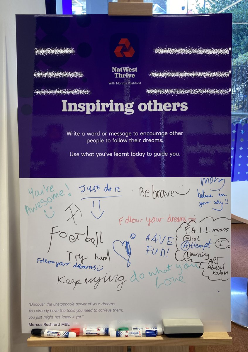 #NatWestThrive today’s inspiring words from the kids who did our activities in Petty Cury 💜