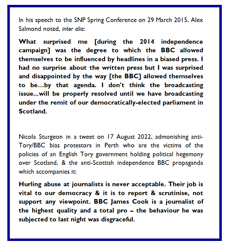 There were clear lessons to be drawn in IndyRef14, not only on behaviour of 'Brit' parties in a demonstrably English Parl, but of govt & NGO agencies of the 'Brit' State in Scotland like civil service & BBC. Here's AS & NS on the BBC - compare & contrast who learnt the lessons: