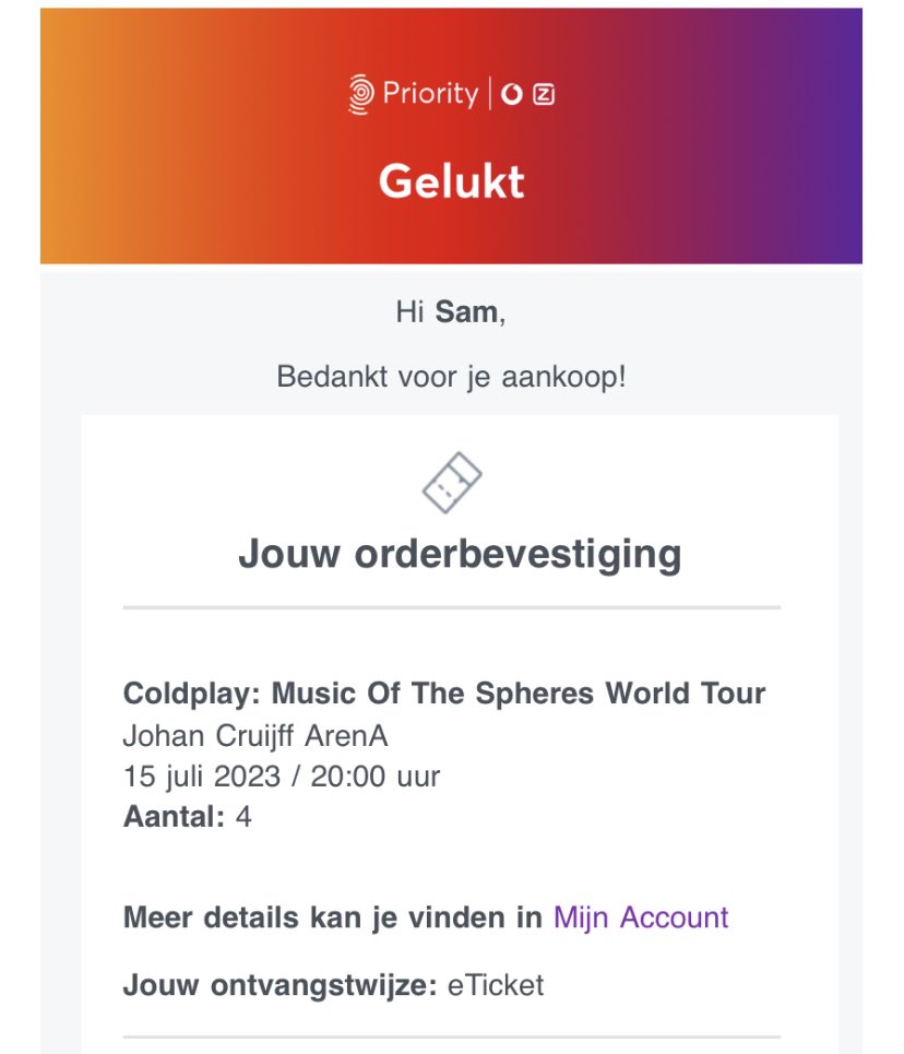 Lets gooo kaarten binnen, ondanks de clowns bij #ziggo #Coldplay <a href="/coldplay/">Coldplay</a>