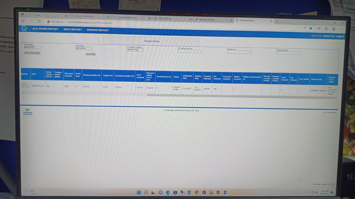 PragyaAwasthi16's tweet image. I ordered pizza from #dominospizza in Puri, Odisa on 14th Aug using #Zomato however Dominos failed to deliver the pizza. Now it's been 10 days and neither @zomato nor @dominos_india has taken any action. #poor_service