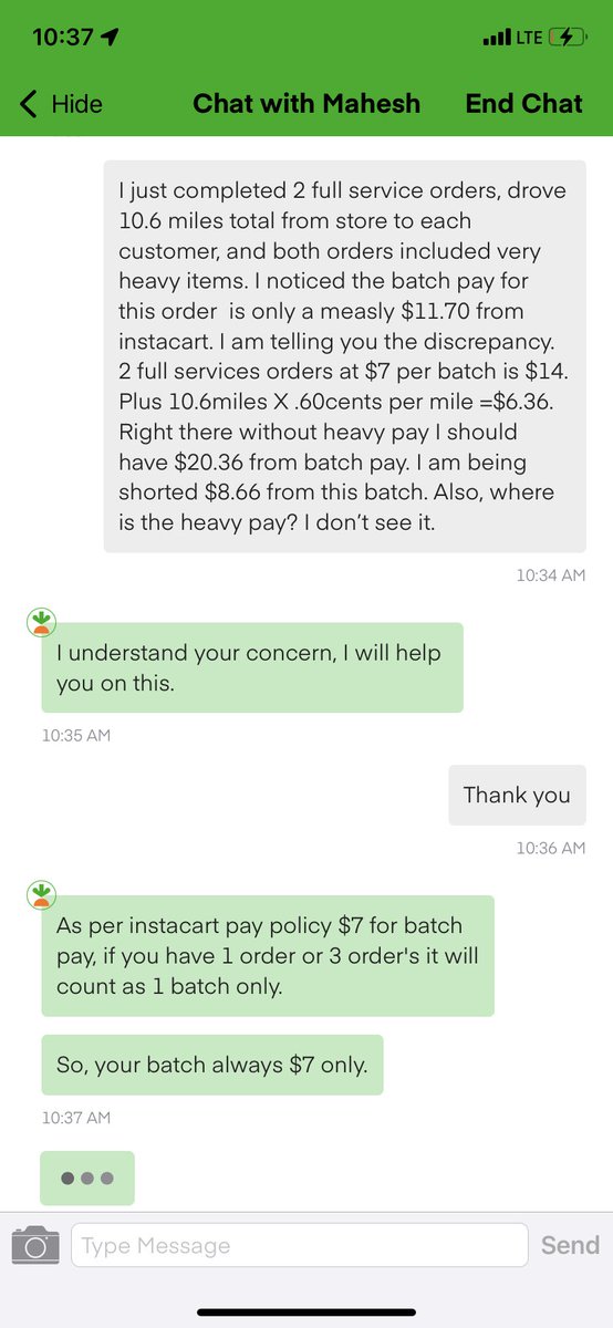 DeliverFor210's tweet photo. No matter if you shop a double or a triple on @instacart it counts as 1 so 3 S&amp;D’s is $7 base pay FYI https://t.co/TSytnp5eFK