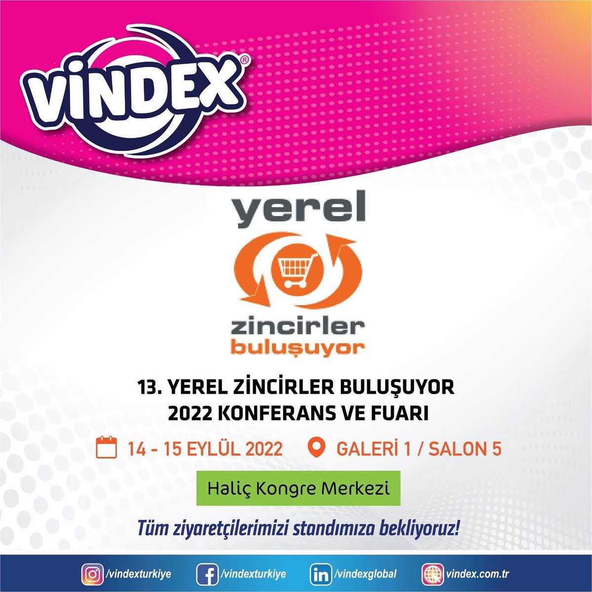 VindexTurkiye's tweet photo. 📍Vindex Her Yerde! 

Eylül’de 3 farklı fuardayız, tüm ziyaretçilerimizi standımıza bekliyoruz! 📣

#vindex #vindexturkiye #vindexheryerde #fuar #eylül #yerelzincirlerbuluşuyor #zuchex #householdexpo https://t.co/PQ3LLKKJAV