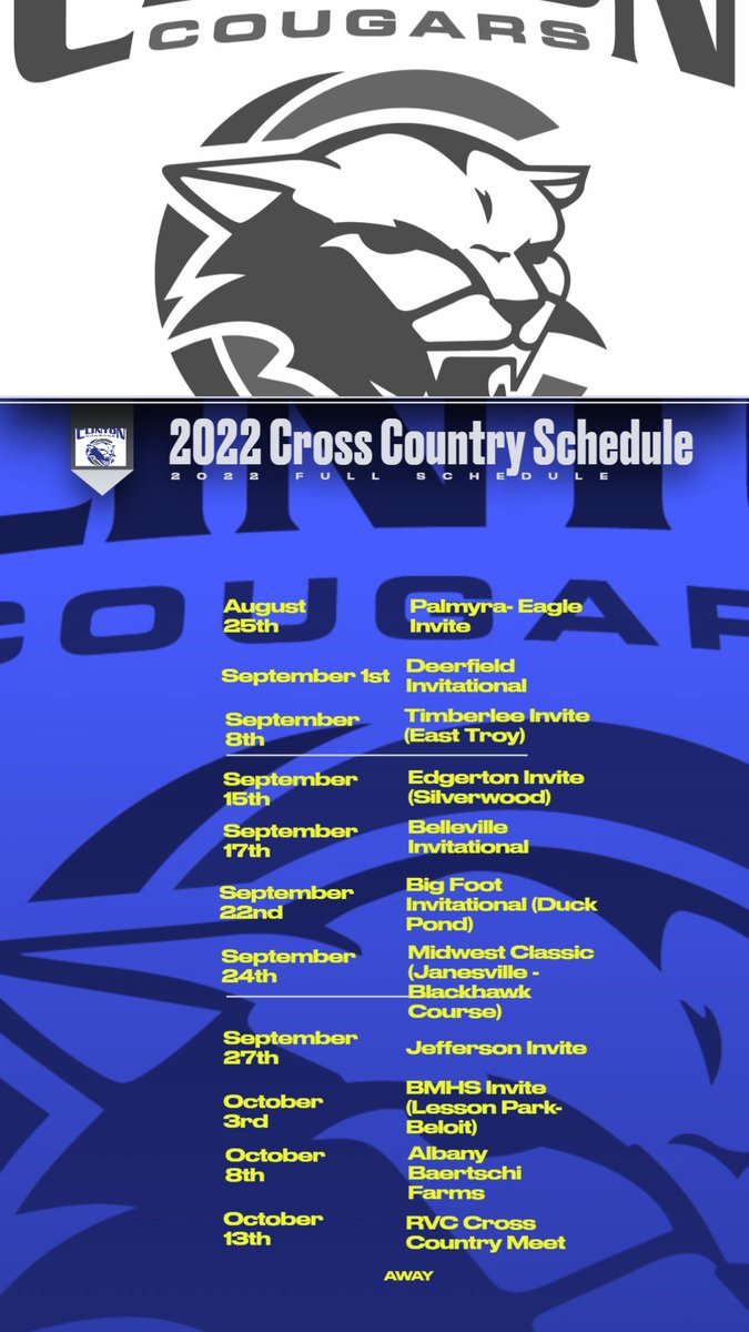 Gambl20's tweet photo. 2022 Fall Cross Country Schedule! #BECougarProud
Defending RVC Champs are set to get back in action this week! https://t.co/Qn0YGv3bPd