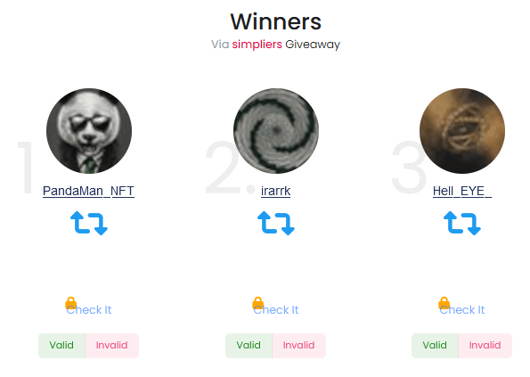 KristopheresART's tweet photo. Thank you all for participating in this giveaway! 🤗

🏆 The winners are:

@PandaMan_NFT
@irarrk
@Hell_EYE_

Your NFTs are on the way! 🎉 https://t.co/HVfPbHDDLS