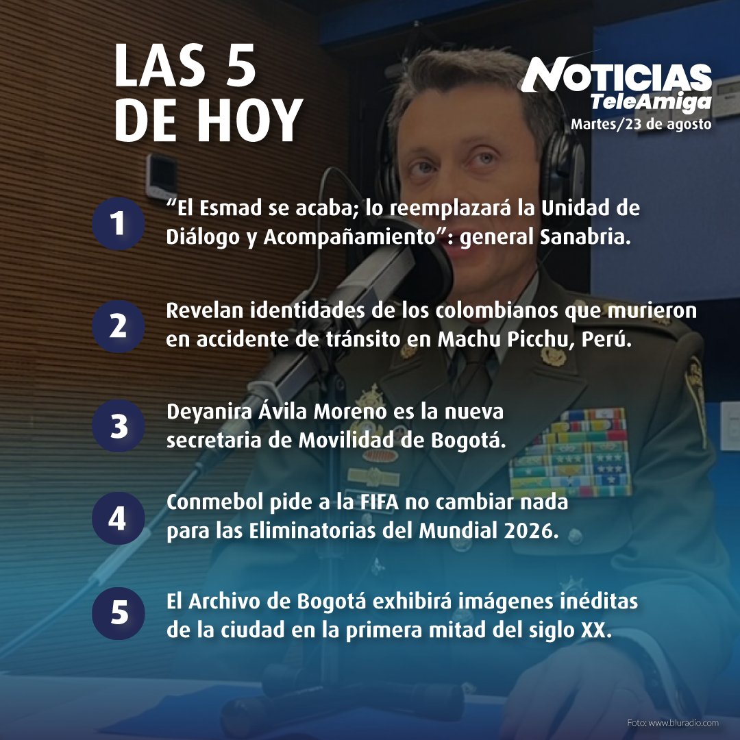 Canalteleamiga's tweet photo. 🎬 Estos son los hechos más importantes de hoy martes #23deAgosto de 2022
La ampliación de estas y otras noticias en nuestra emisión central de lunes a viernes a las 6:30 p.m. y en nuestra señal en vivo https://t.co/eb5n2BKWEB
#Teleamiga #Televisión #noticias
#Nacional https://t.co/WH4A9tZt5C