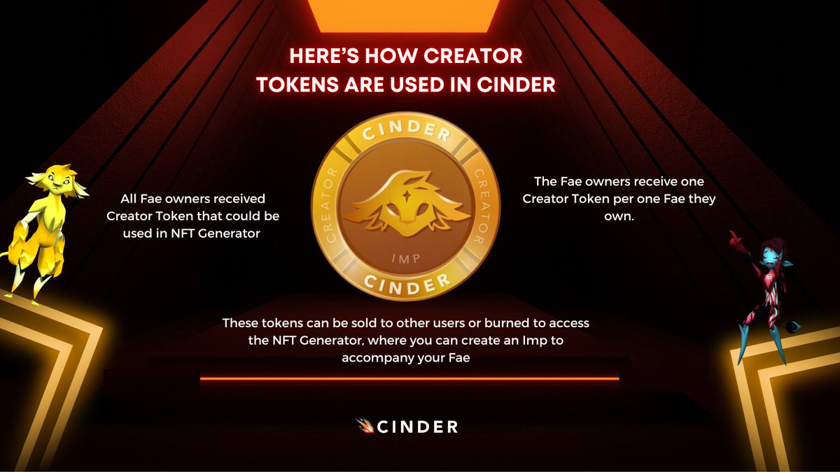 CinderNFT's tweet photo. Check out how Creator Tokens could be used in Cinder! ⬇️
#NFTGenerator #CreateYourOwnNFT #Play2EarnNFT https://t.co/lSrrhzh3jW