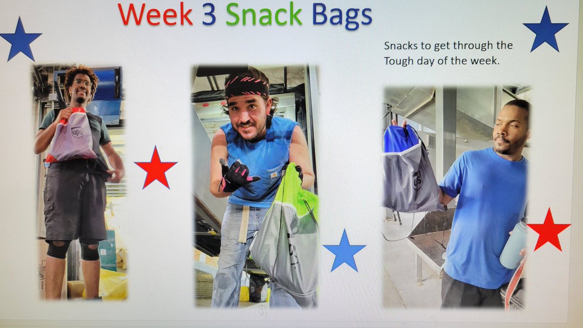 Shout out to these guys for hanging with it. They received their week 3 snack bags. It gave them the boost they needed to get through the day. #Stickitout #UPS
<a href="/bgtighe/">Brian Tighe</a> <a href="/CourtneyBarham2/">Courtney Barham</a> <a href="/TegtmeierChad/">Chad Tegtmeier</a>