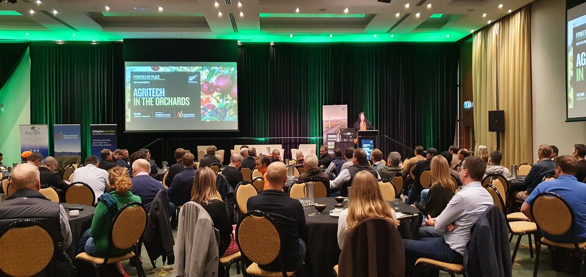 Agritech in the Orchards has begun 😎. Looking forward to a great session this morning hosted by <a href="/callaghannz/">Callaghan Innovation</a> #NZagritech #PoweredByPlace