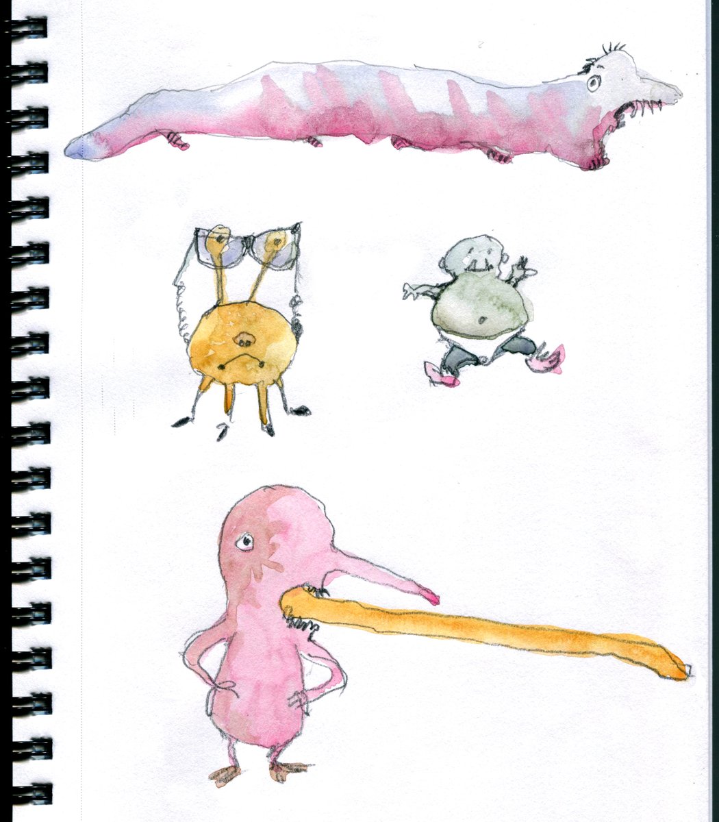 ellenbbooks's tweet photo. Loved drawing MONSTERS with Shing Yin Khor@sawdustbear at #fridaynightcomics : Paint-blob monsters, very long monster, monster with glasses, monster with long tongue and baby monster #sawcomics @comicsworkshop #sequentialartistsworkshop https://t.co/jdboTeAWDo