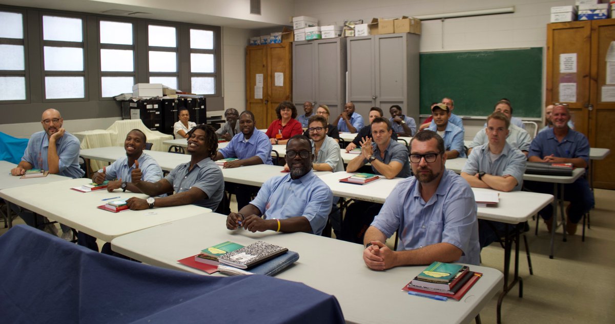JSRI_JustSouth's tweet photo. Today is the first day of class for @Loyola_NOLA  students at Rayburn Correctional Center! This photo is from orientation last week. https://t.co/ztkbxKCYqA