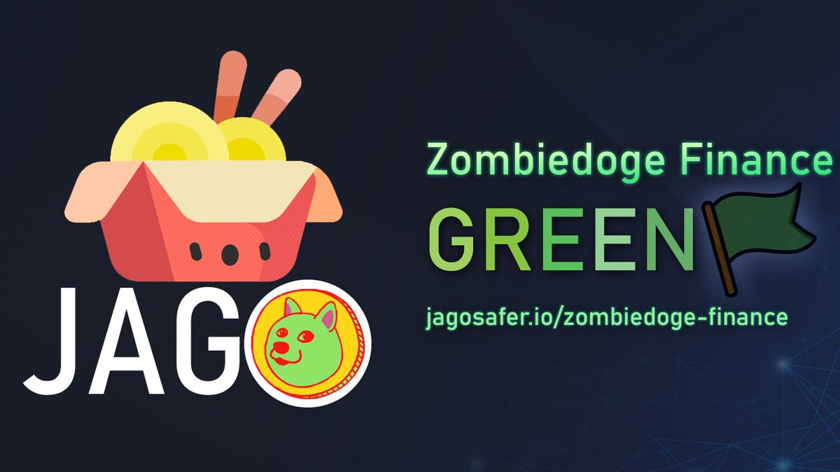 💠💠NEW: Zombiedoge Finance💠💠
<a href="/zombiedogefin/">zombie doge</a>

Chain: #Dogechain
Type: #YieldFarming 

DETAILS: jagosafer.io/zombiedoge-fin…

🛡️ALTHOUGH WE ALWAYS CHECK OUR SUBMISSIONS THOROUGHLY, YOU SHOULD NEVER FULLY RELY ON THEM, ITS NOT A FINANCIAL ADVICE, SO DYOR BEFORE INVESTING ANY MONEY