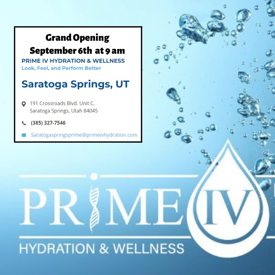 ThePointChamber's tweet photo. Join us on September 6th for the Grand Opening of Prime IV Hydration &amp; Wellness in Saratoga Springs https://t.co/V3rMqsnFE5