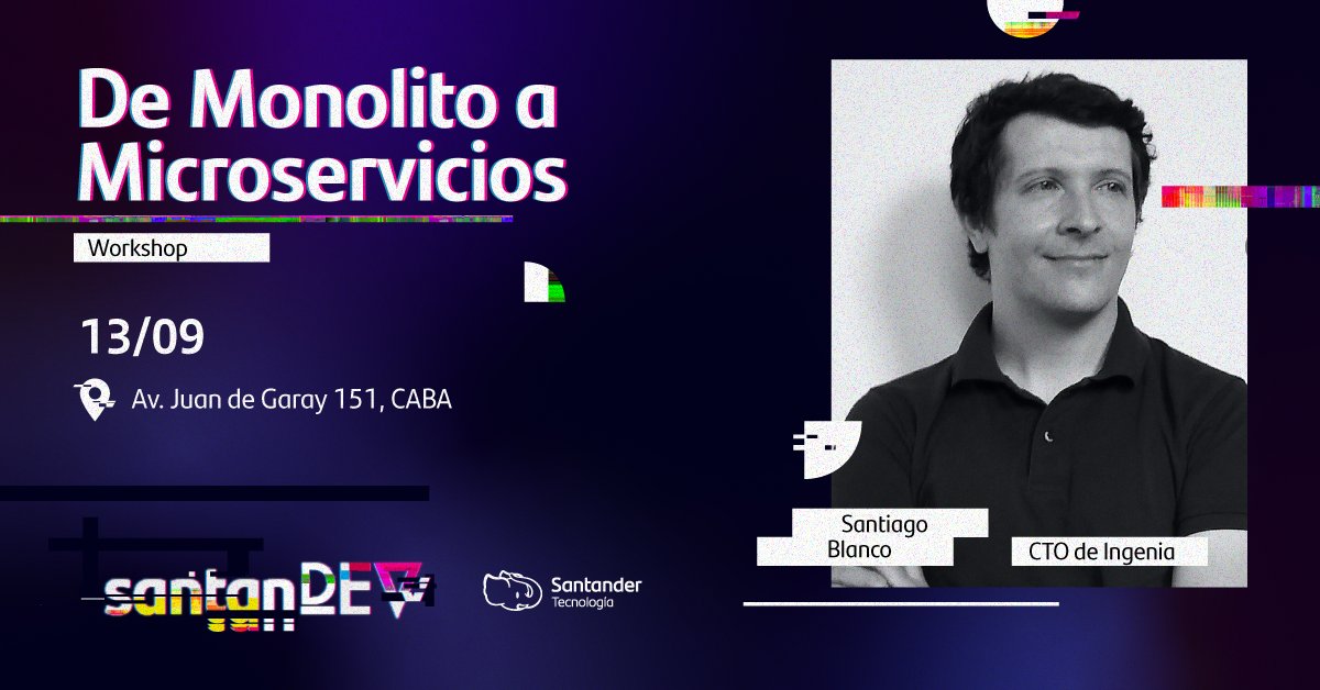 SantanderTec's tweet photo. #SantanDev festejamos el día de la programación con charlas, workshops, espacio de coworking, stands y sorteos. 🤓

@Ingenia_la y @santiagomblanco nos traen un Workshop que no te podes perder.

Reservá ya tu lugar (cupos limitados)👇
https://t.co/naSTqdUxj5

13/09
10hs a 18hs https://t.co/hW2A3BklBv