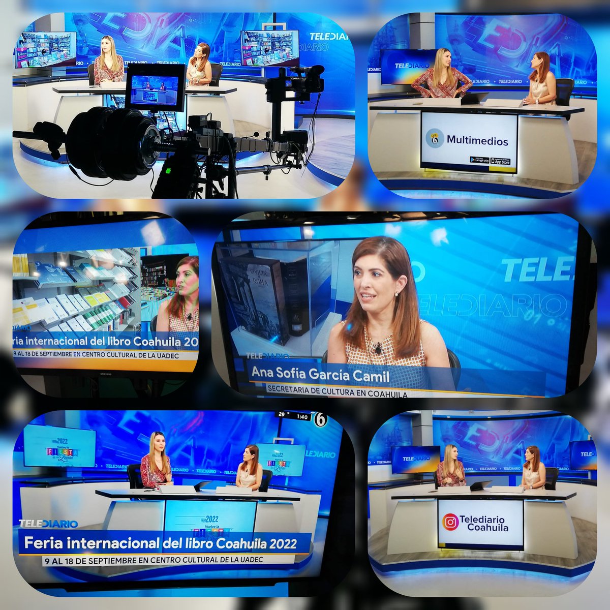 SofyCamil's tweet photo. Agradecida por el espacio y la oportunidad que me brinda @multimediostv y @TelediarioCoah de charlar con mi amiga @sandra_narvaez sobre las actividades que vamos a realizar del 9 al 18 de septiembre en la #FiestaDeLasLetras de la @FILCoahuila 2022. #ConCultura #FuerteCoahuilaEs https://t.co/ootcmzN9dT