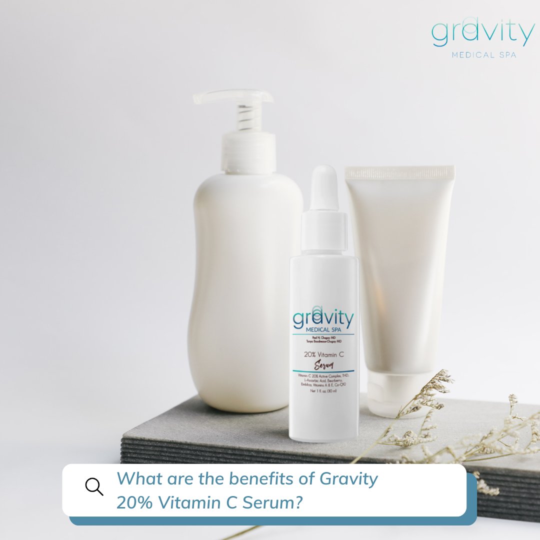 gravitymedspa's tweet photo. Benefits of Gravity 20% Vitamin C Serum:
💙20% Vitamin C complex helps neutralize free radicals, protecting skin against oxidative stress.
🤍Protecting skin from environmental free radical damage. 
💙Vitamin E nourishes and soothes the skin while neutralizing free radicals. https://t.co/HtVOa16VZ1