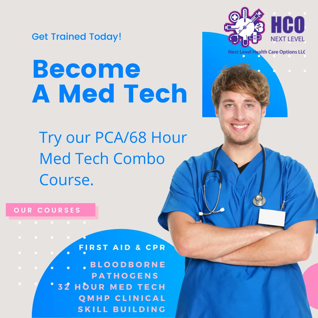 nextlevelhco's tweet photo. Looking to gain credentials to work in the mental health or hospital setting? Contact us about a #medtechclass Today! #MedTech #rvacredentials #pca #pcaclass #rvamedtech #rva #rvanews #rvaevents #RVAclass #highdemand #HealthCareTech #healthcareworker #healthcareaide https://t.co/pJa2GETLX1