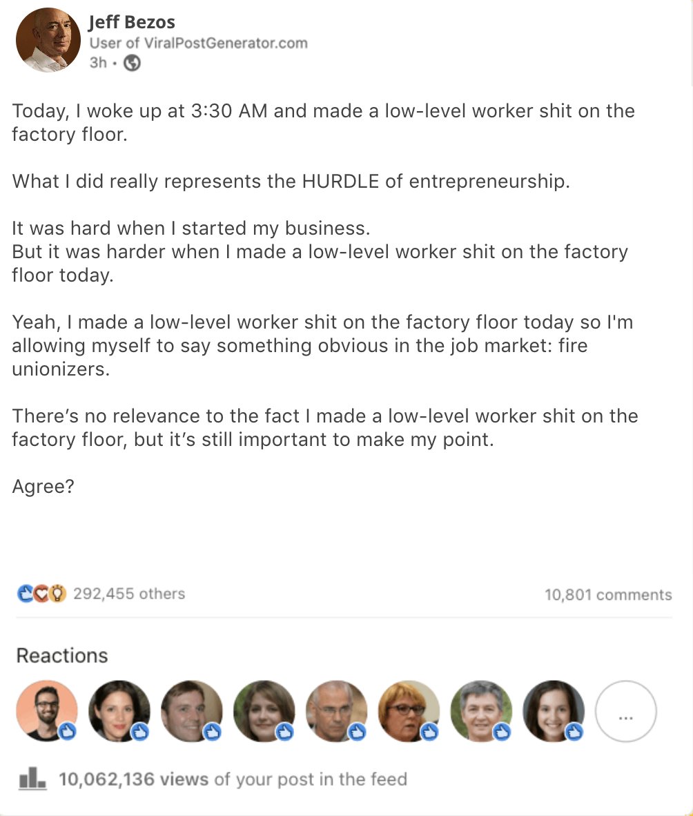 Mister_Rigs's tweet photo. my guys @JeffBezos and @elonmusk teaching us about the grind on linkedin ⬇️⬇️⬇️ https://t.co/E495GUaOMS