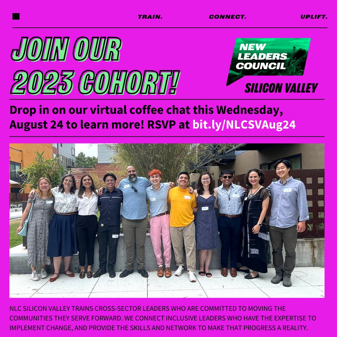 NLC_SV's tweet photo. #NLC develops, connects, and uplifts inclusive, cross-sector leaders who transform our country through social and political change rooted in equity. Sound like you? Come chat with some of our alumni TOMORROW to learn more. RSVP here: https://t.co/d8HYCnp0Ht
#NLCSV #SiliconValley https://t.co/osxR26mtkR