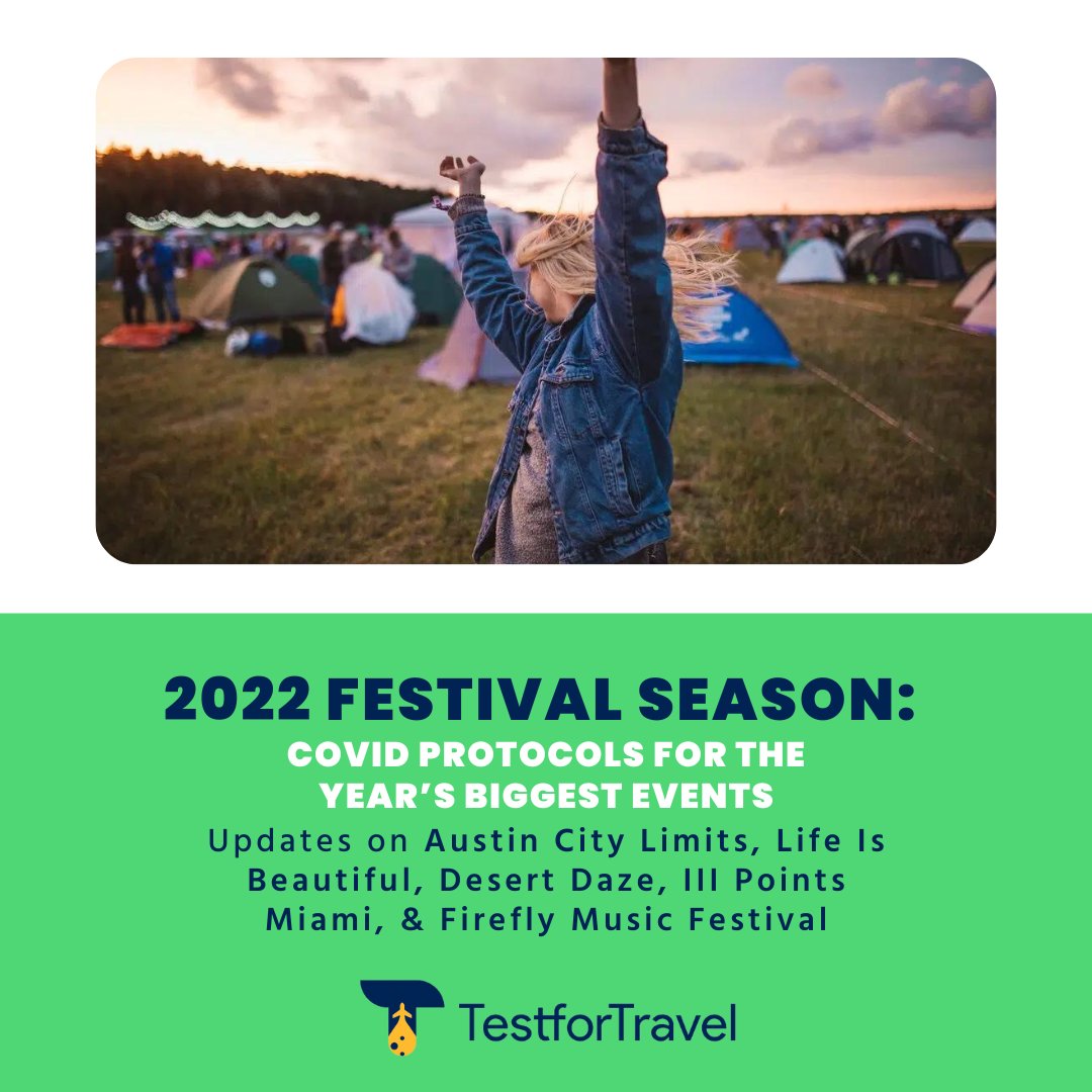 TestforTravel's tweet photo. Interested to learn about COVID protocols for 2022’s most anticipated US-based festivals? You are in the right place. Visit this link to learn more about approaching festival season! https://t.co/cmLYvyxOu6
#Travel #TestForTravel #Traveling #Summer #COVID19 #COVID #Festival https://t.co/tB30S2yaw6