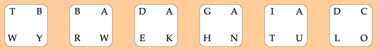 The answer to yesterday's puzzle is "HORSE."  What six-letter word can you find below, taking one letter from each square, in order?