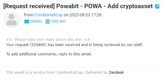 powabit's tweet photo. We applied to CMC with 526869 application ticket number @CoinMarketCap https://t.co/WGhO5gBeWS
