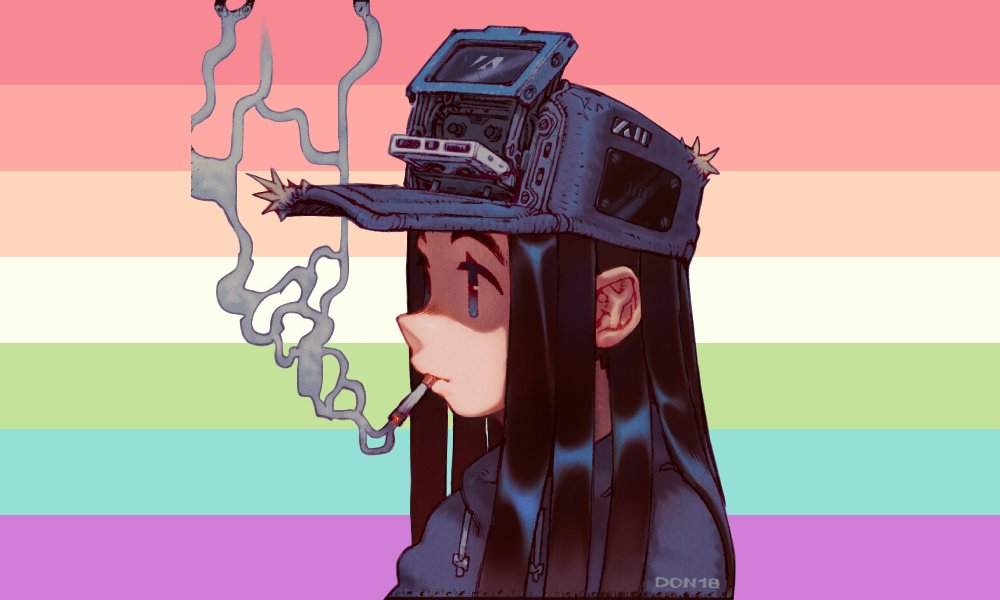 NeosbianOTD's tweet photo. Cassette Girl (SoftDon on Newgrounds) is an agender lesbian and uses she/he/xe pronouns! (Request) https://t.co/aLubkXn9fW