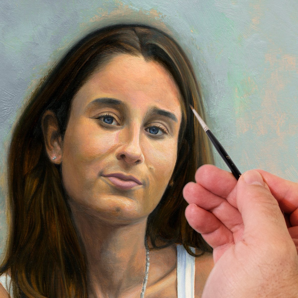 BrettMoffatt's tweet photo. Portrait of Chanel Contos, Founder and CEO of https://t.co/XUldTeBnIb.Consent. Close-up progress shot. See link in my bio for more. #realistpainting #portraiture #portraitpainting #teachusconsent #consenteducation #sexed #oilpaintingtechnique https://t.co/t2ohTl9a78