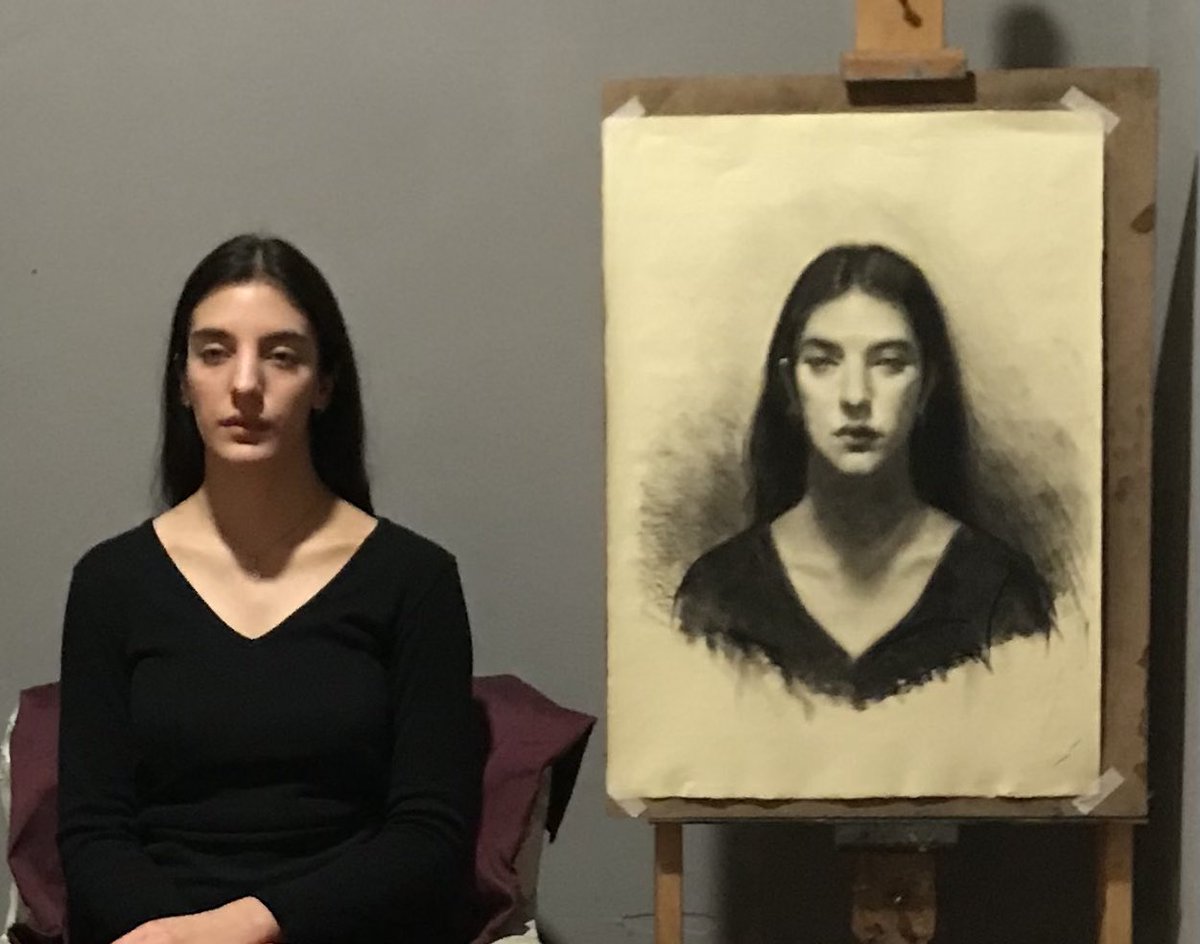Matthew1collins's tweet image. A photo of my process for creating a life size portrait drawing #drawingtechniques #portraitdrawing #sightsizemethod #charcoal #drawing