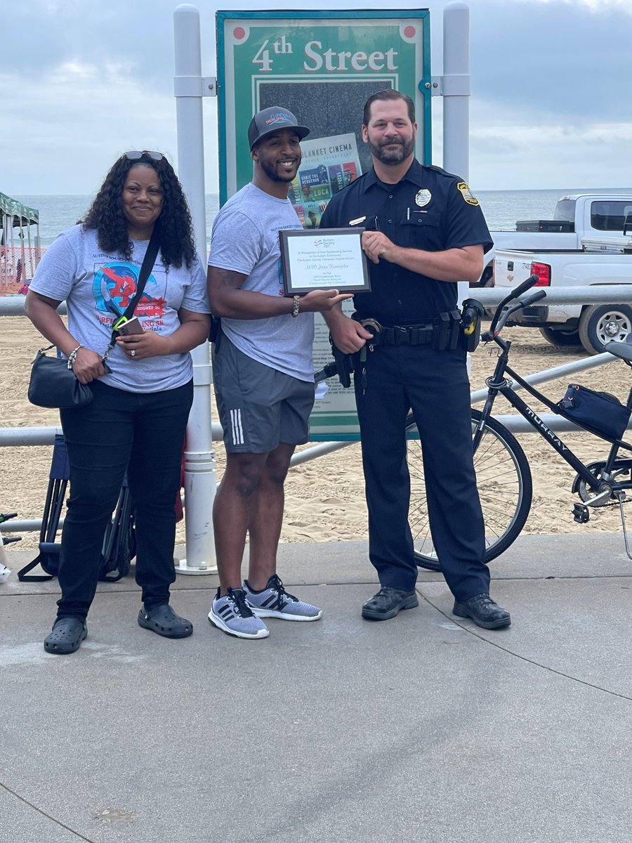 This weekend one of your <a href="/VBPD/">Virginia Beach Police Department</a> #FourthPrecinct officers MPO Jason Karangelen was presented a Community Hero Award by the Autism Society Tidewater Virginia <a href="/autismASTV/">Autism Society Tidewater Virginia</a> for his work in the Autism community over the years. #NotAllHeroesWearCapes #CommunityEngagement