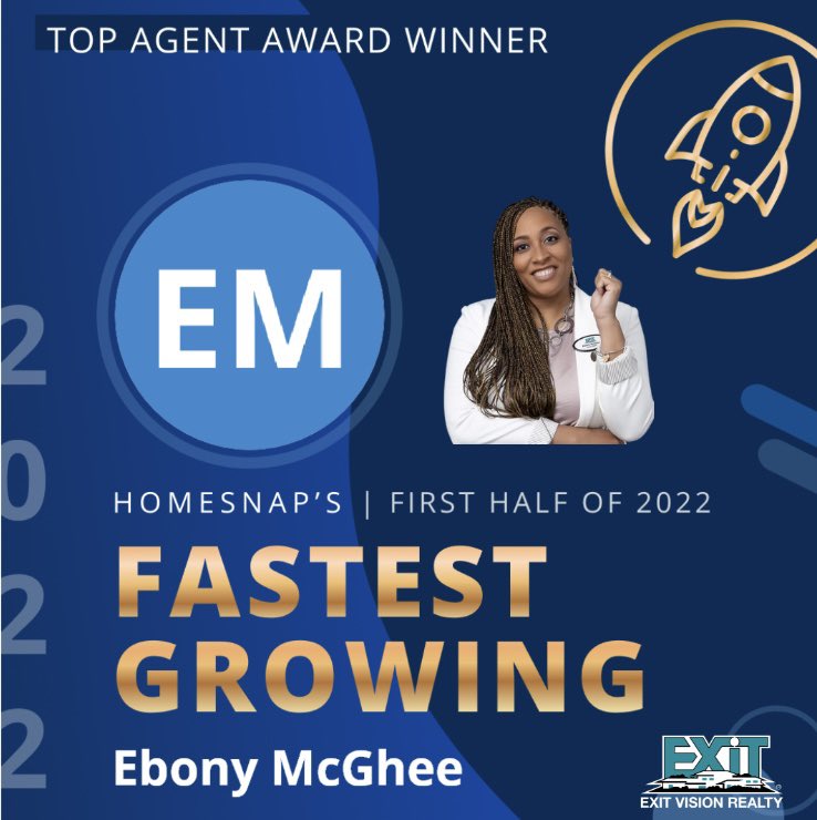Shedonna's tweet photo. Kudos to Ebony Mcghee on being recognized as a Top Agent with Homesnap! #ExitVisionRealty https://t.co/Dfzl3MU3tC