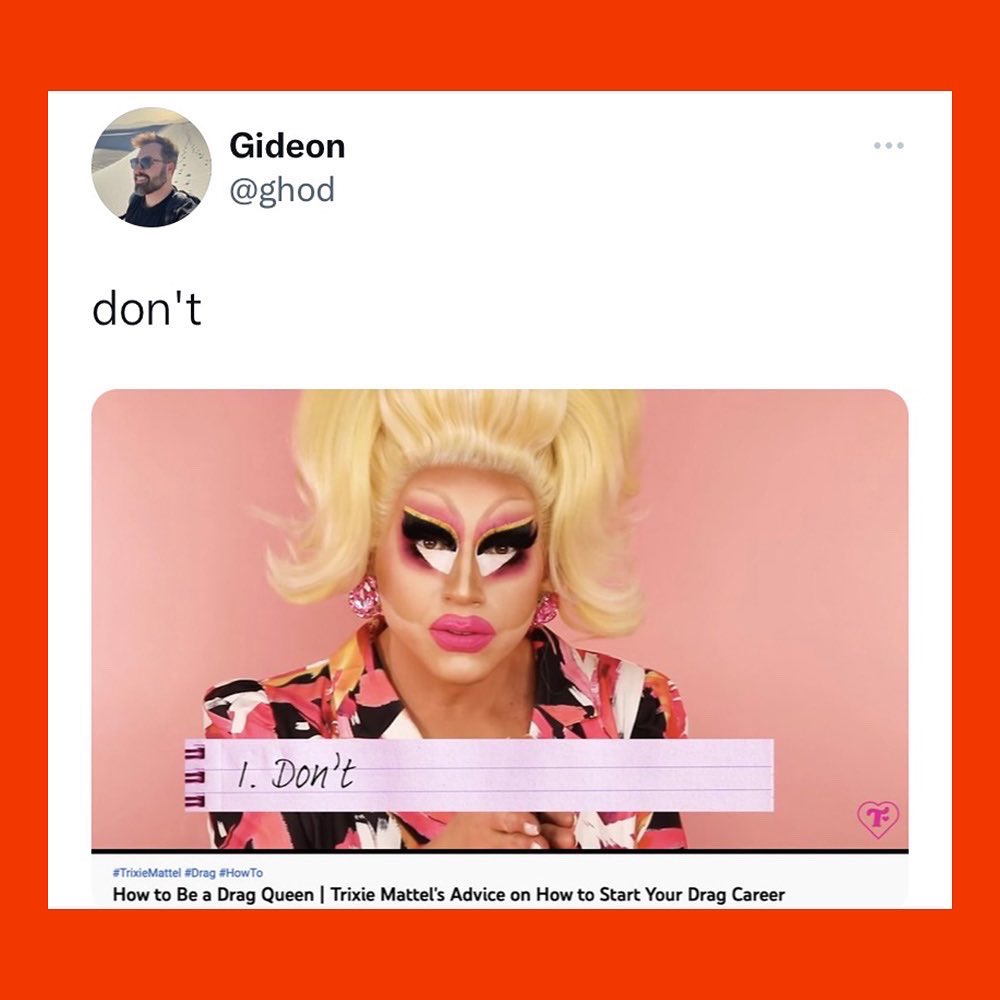 Queerty's tweet photo. Our #FavTweet of the week comes from: @ghod! Also: happy birthday, @trixiemattel! (Weโre SO glad you DID become a drag queen. ๐ฅณ) https://t.co/RUN58NkG2z