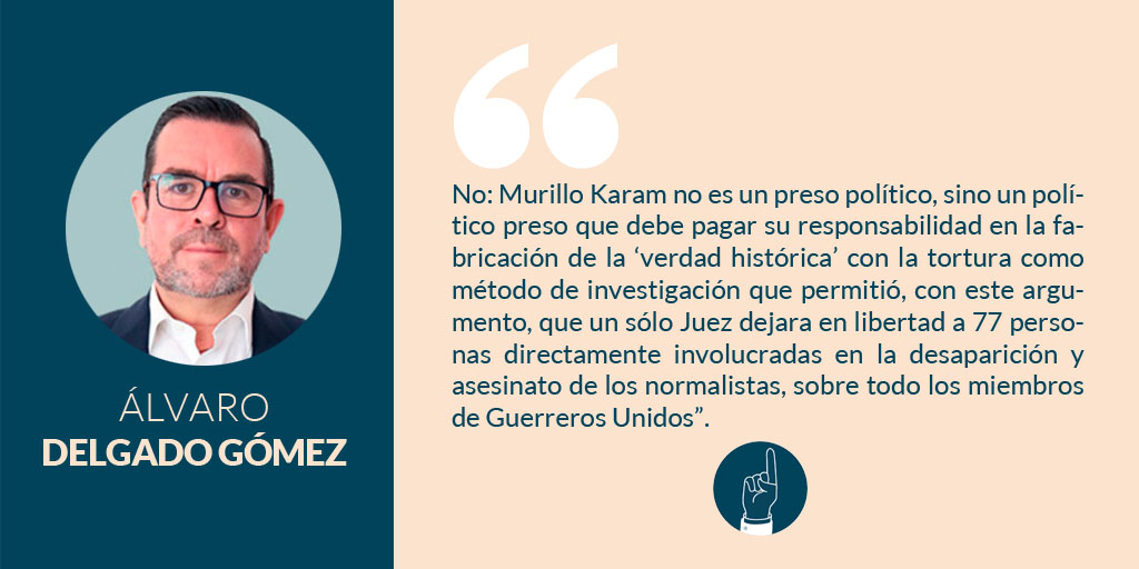 SinEmbargoMX's tweet photo. #Opinión | "Político preso, no preso político", escribe @alvaro_delgado

Los que defienden a Murillo Karam, que son lo más desprestigiado de la política y el periodismo, defienden en realidad una de las formas más atroces del abuso de poder del Estado
https://t.co/2i38JYxsYu https://t.co/j2N31fyZmc