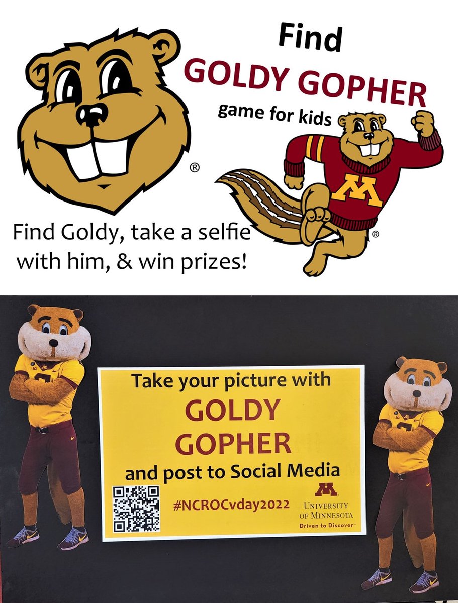 Fun with Goldy Gopher! During Visitors Day on Thursday, August 25 from 3-7 p.m.
Kids can play "Find Goldy Gopher" and win prizes.
All ages are encouraged to take a picture with a Goldy cutout and share it on social media.
#ncrocvday2022