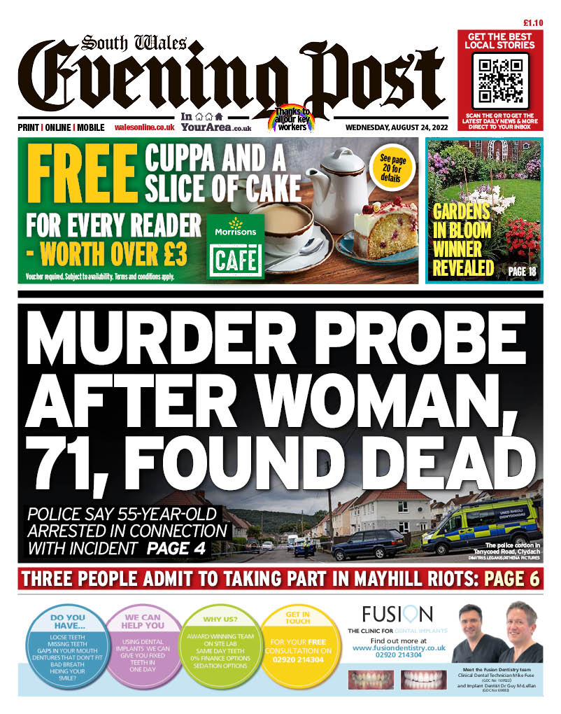 WalesOnline's tweet image. Here's the front page of Wednesday's South Wales Evening Post

newspapersubs.co.uk/SEP

#TomorrowsPapersToday