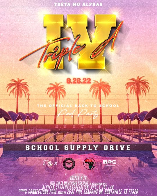 BPG_Prodigies's tweet photo. 🌊08•26•2022🌊
#TripleA4 🦍🌊🔥
Official Back2School Drive 🏖🌊📚
Biggest Pool Party to hit Huntsville Tx 🤪
Connections Pool 🌊🏖
don’t forget school supplies 📚📝
🦍🍹 will be on deck 
#TripleA4 
#SHSUWELCOMEWEEK2K22 https://t.co/DHf71LyXmt