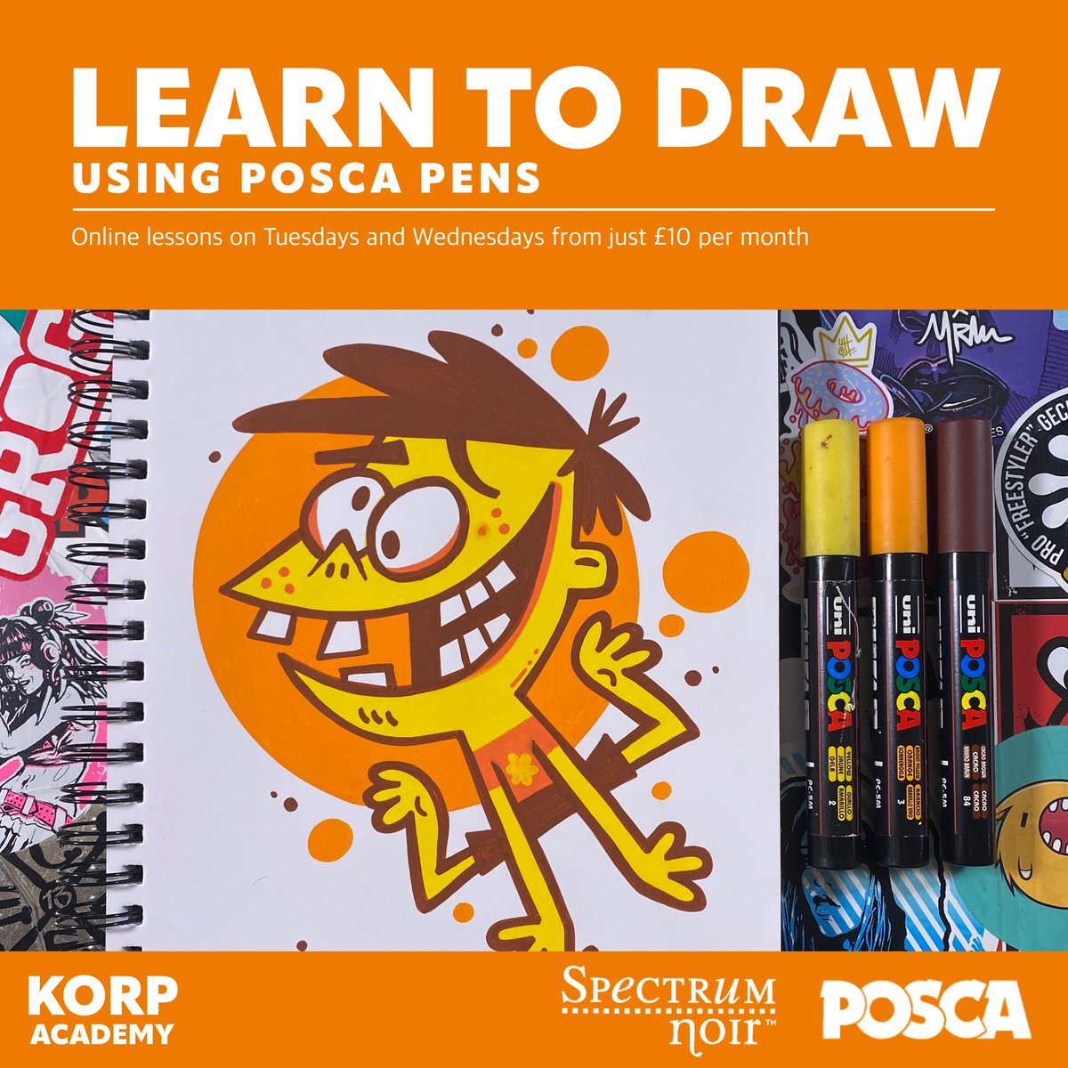 thekorpacademy's tweet photo. Learn to draw with @poscauk pens in easy to follow, step by step online classes.

#KorpAcademy #PoscaClub #Art #DoodleWithKorp #Artist #Doodle #Drawing #PoscaFeature #Posca #PoscaPens #PoscaArt #PoscaMarkers #HowToDraw #LearnToDraw #DrawingTutorial #CharacterDesign #Illustration https://t.co/vKzeoknmvF