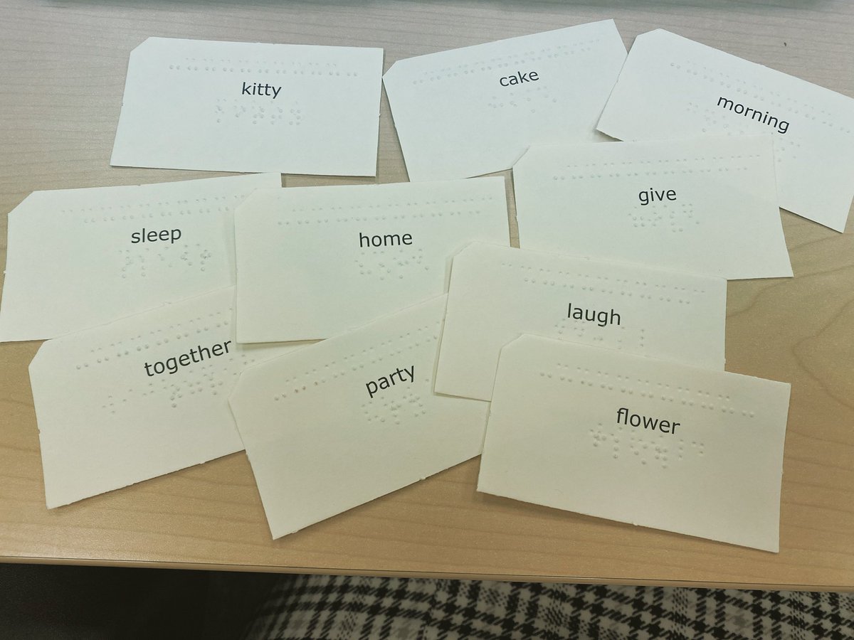 writeofpeace's tweet image. Some of my favorite words, in print and braille on @APHfortheBlind Expanded Dolch Word Cards. #wordsmatter #braillematters #thefutureisbraille