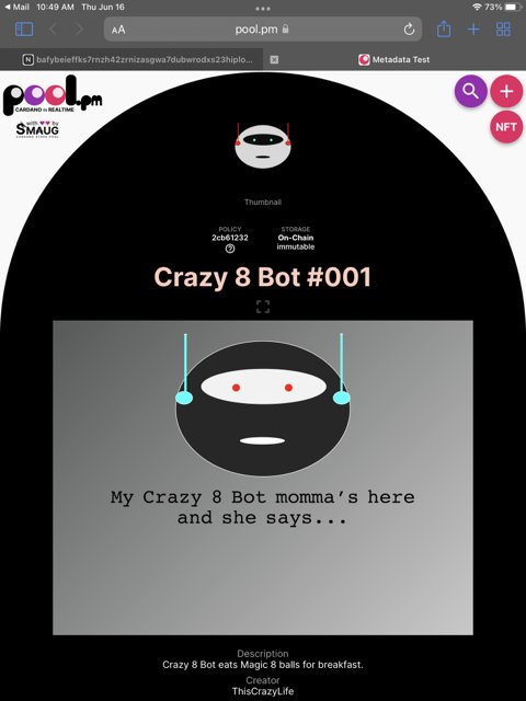 TheRefreshCNFT's tweet photo. Well, well, well... What do we have here 🤖 Beep boop this #onchain #Crazy8Bot is here to answer all your questions! Be warned, it does not sugar coat any answers 🤣 #RefreshGang #Cardano #NFT #CNFT https://t.co/gLykKc7pAj