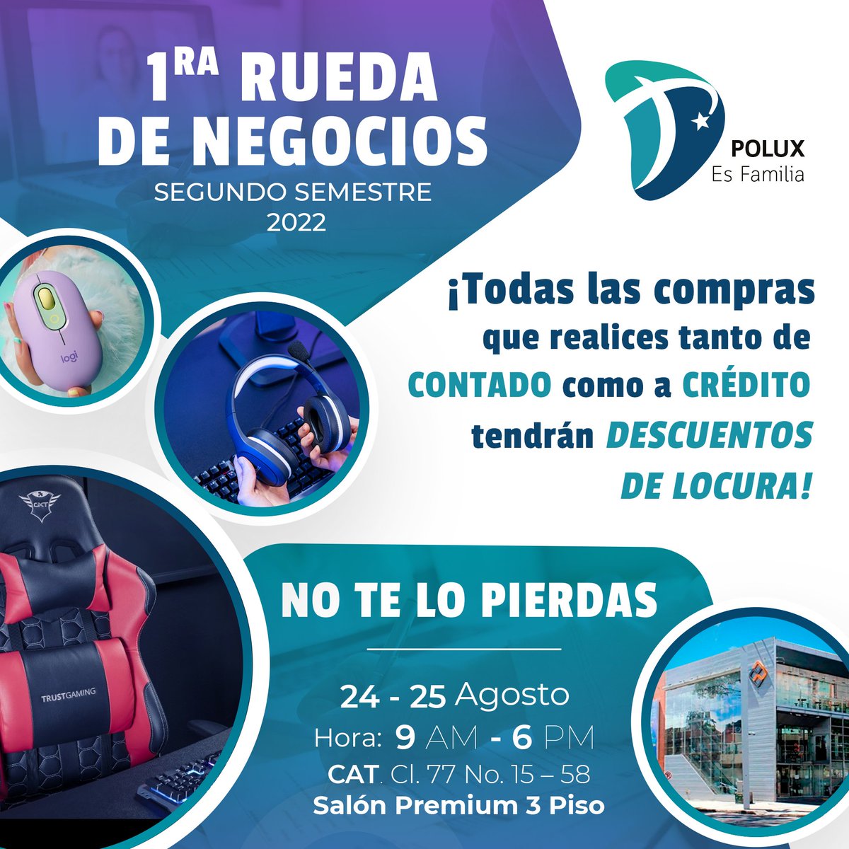 PoluxSas's tweet photo. Ya llega nuestra primera rueda de negocios y no vas a querer perdértela, tendremos descuentos de locura en las compras que realices tanto de contado como a crédito.
TE ESPERAMOS #polux #technology #mayoristas https://t.co/qRKtReTAWH