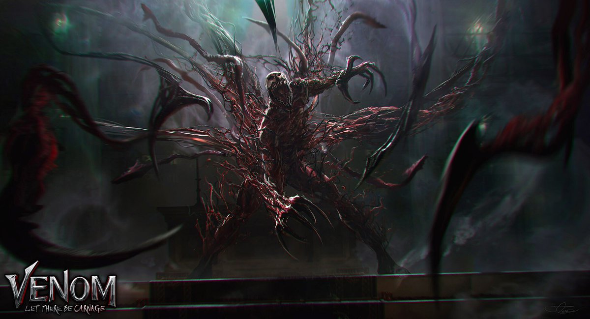 ByoEarth616's tweet photo. @NewRockstars Venom 2's concept arts practically shows another movie... Something more violent, with a horror atmosphere, with more blood, more destruction... A crazy Carnage, Cletus Kasady with the wonderful wig from the first movie... https://t.co/14fGm5PVLA