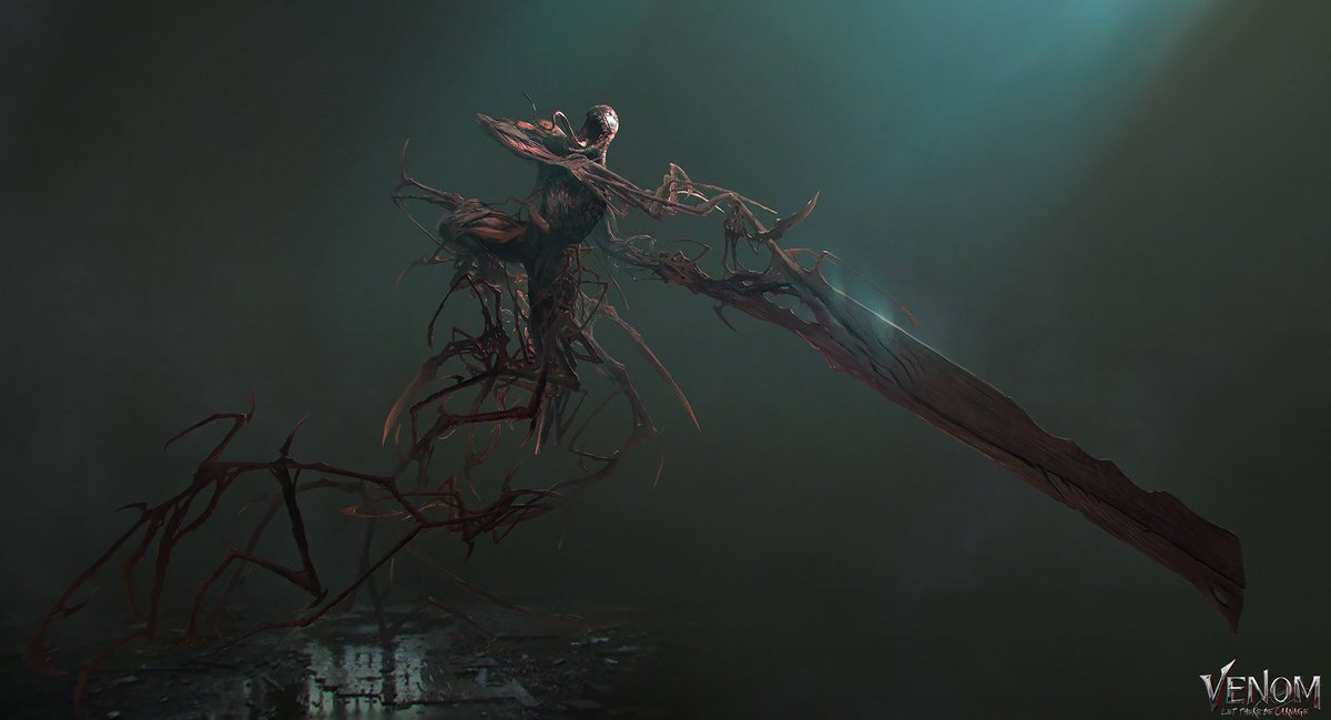 ByoEarth616's tweet photo. @NewRockstars Venom 2's concept arts practically shows another movie... Something more violent, with a horror atmosphere, with more blood, more destruction... A crazy Carnage, Cletus Kasady with the wonderful wig from the first movie... https://t.co/14fGm5PVLA