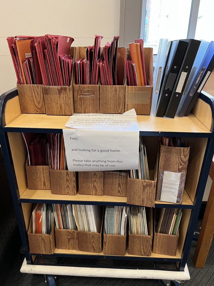 Gail Trimble (@gctrimble) on Twitter photo Free to good homes <a href="/SacklerLibrary/">Sackler Library</a>: old photocopies of articles that were particularly common on undergraduate reading lists, with their typed labels and well-thumbed sugar-paper covers. In their day a much appreciated part of the Classics Lending Library (predating the Sackler) Free to good homes <a href="/SacklerLibrary/">Sackler Library</a>: old photocopies of articles that were particularly common on undergraduate reading lists, with their typed labels and well-thumbed sugar-paper covers. In their day a much appreciated part of the Classics Lending Library (predating the Sackler)