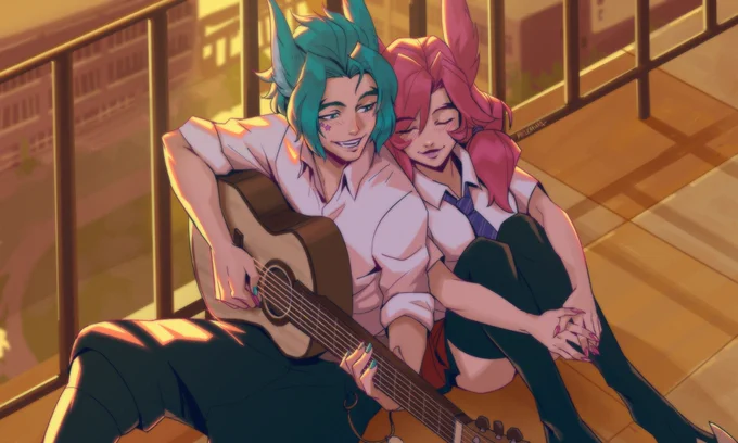 Everything Goes On~Last fan art before de SG event ends! There's a headcanon inside my brain that implies that 's song was actually written by Rakan to Xayah  Hope you like it!#ArtofLegends #StarGuardian 