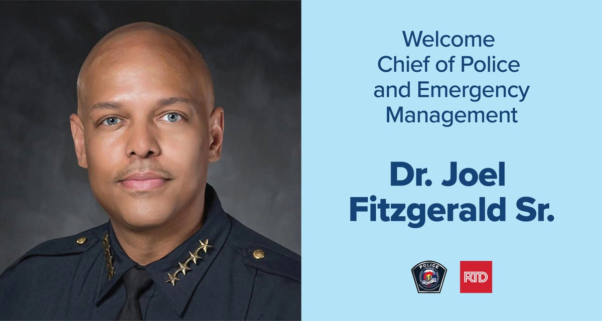 Join us as we welcome Dr. Joel Fitzgerald Sr. as Chief of Police and Emergency Management for RTD.
Read more about Fitzgerald’s three decades of law enforcement experience and his emphasis on building "legitimacy and trust in the community.” rtdden.co/3QII7Up