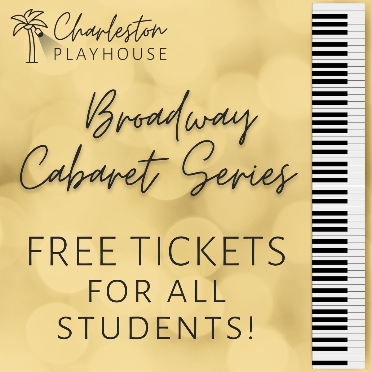 We are proud to announce that tickets to our Broadway Cabaret Series performances are now FREE for ALL STUDENTS! Head to our website to secure your tickets. Our next show is THIS SATURDAY followed by a Masterclass you won’t want to miss!
