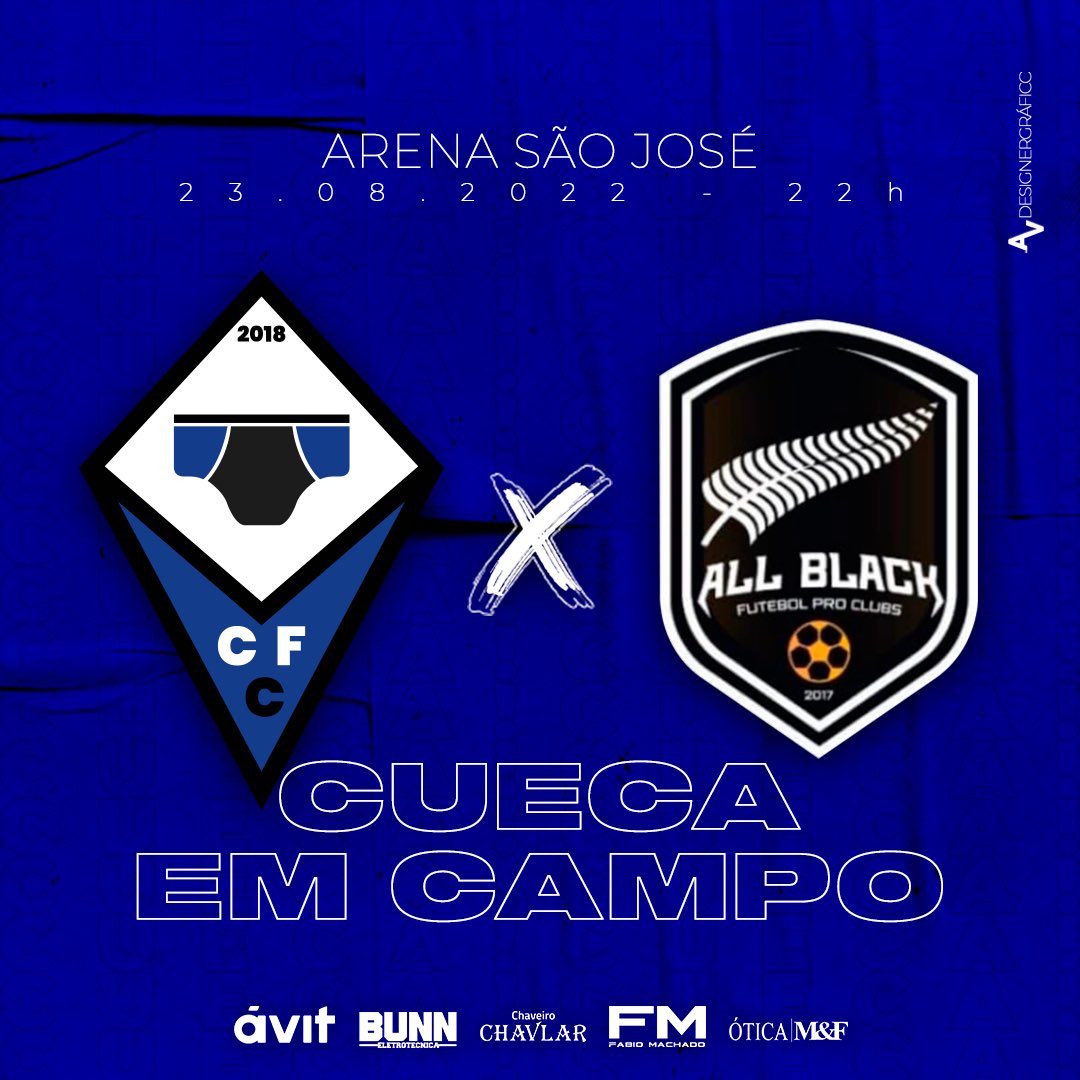 cuecafc's tweet photo. CUECA EM CAMPO!

O Cueca Futebol Clube entra em campo terça, dia 23/08 as 22h, contra a equipe do All Black F.C, na Arena São José.

Convocamos toda a nação, e juntos vamos em busca do resultado!

#cuecaemcampo #cfcxabf #cuecafc #2022 https://t.co/dtDJreHN5U